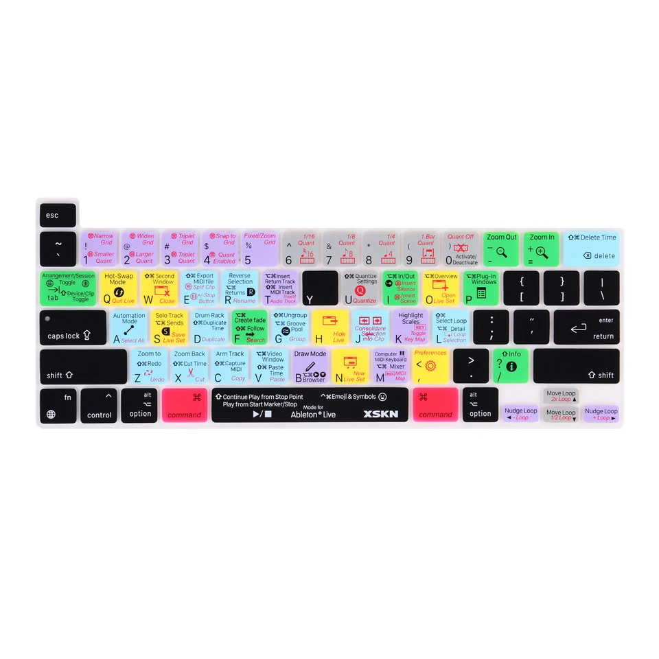 XSKN ABLETON LIVE LIVE KRÁTKA Klávesová krytka pre pokožku MacBook Pro 13.3 A2338 M2 M1 A2251 A2289/MacBook PRO 16 palcov A2141