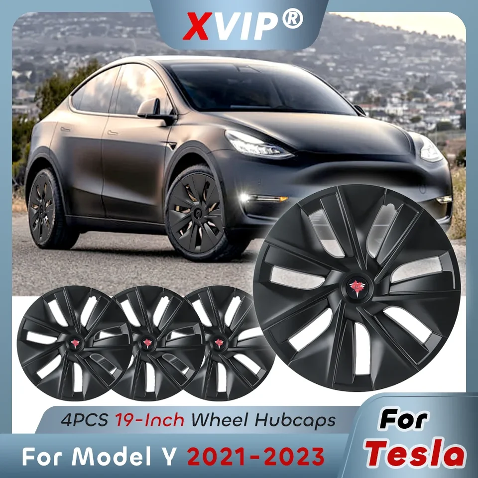 XVIP 19 palcov Gemini OEM Hubcaps Matte Black Original Performance Nahradenie krytu kolies pre Tesla Model Y 21-23