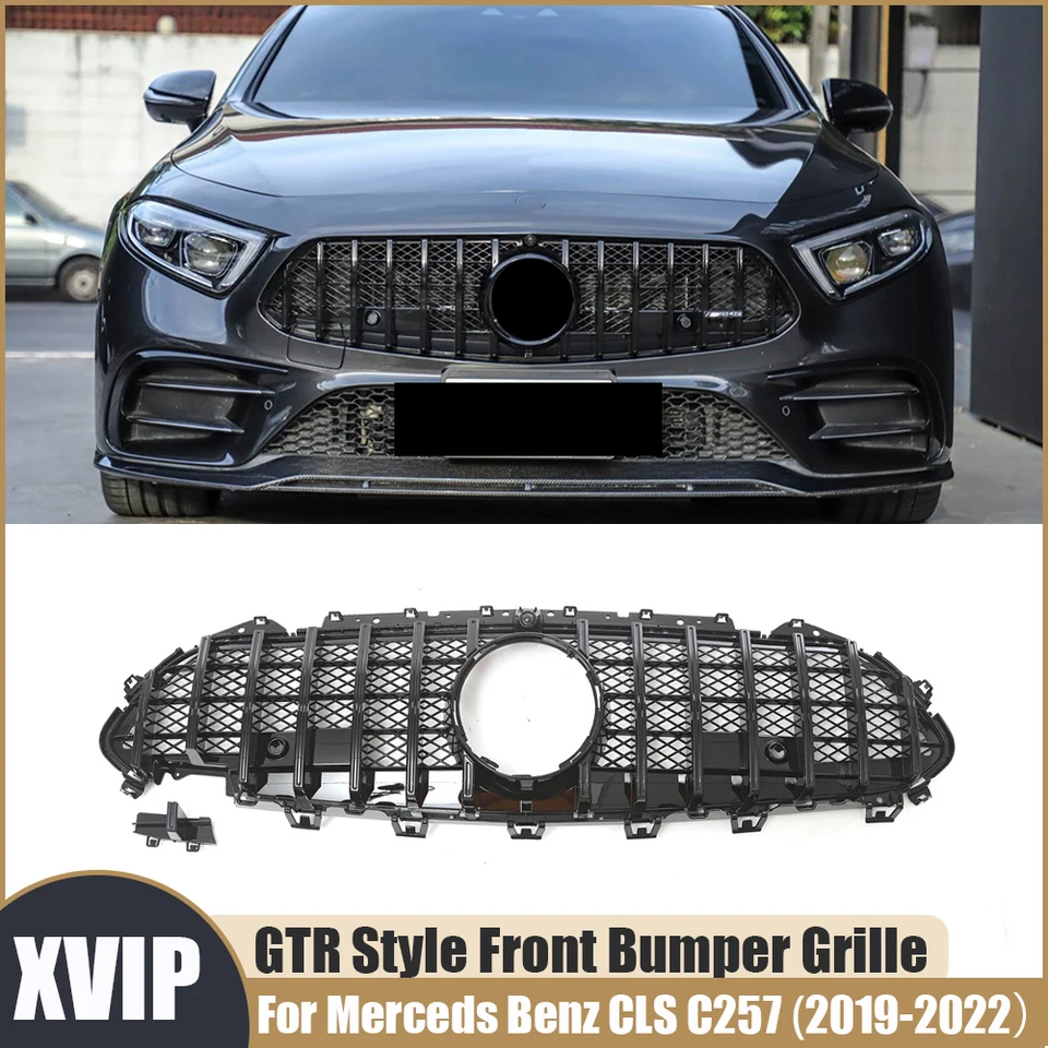 XVIP GTR Style Racing Grills for Mercedes Benz Cls C257 CLS450 CLS53 19-22 Black predný nárazník mriežkový gril s W/Net