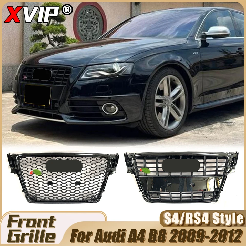 XVIP Perfect Match Chrome Frame S4 ​​Bumper Bumper Grile pre Audi A4 B8 2009-12 Honeycomb RS4 v štýle horného grilovacieho ladenia príslušenstva