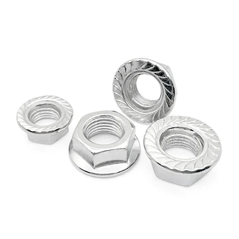 XXK M3 M4 M5 M6 M8 M10 Hexagon Hexagon Anti-Skid Nut s podložkami hex Galvanizované prírubové matice so zubami Mlošknut Vnútorné rukávy