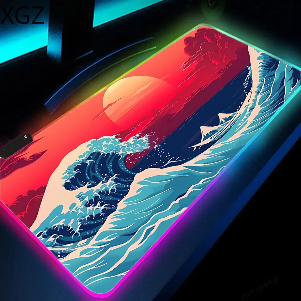 XXL Great Wave RGB Gaming Veľký podsvietená podsvietenie podsvietenia podsvietenia podsvietenia Populárny počítač Mousemats Vhodný pre kancelárske esporty