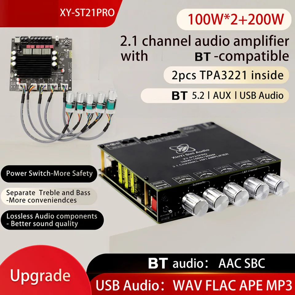 XY-ST21PRO Compact 2.1Channel TPA3255 BT DIGITÁLNA KOMPLIFIKÁLNA doska HIGH A SUBWOOFER Power Board Subwoofer
