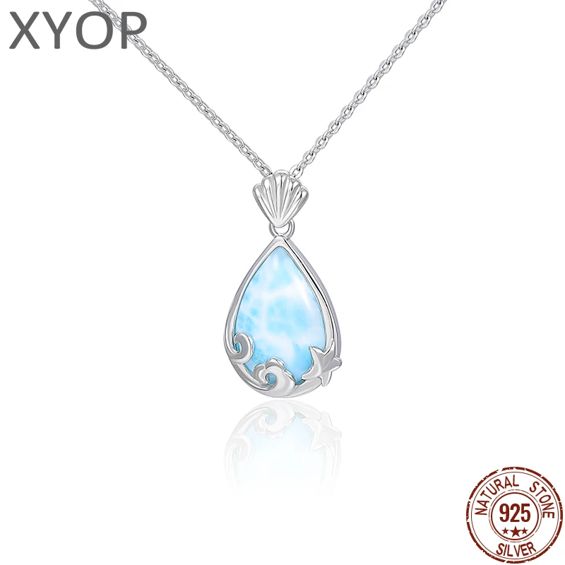 XYOP 925 Sterling Silver osviežujúci jemný detail zmysel Prírodný larimar náhrdelník osobnosť šperkov osobnosť Party