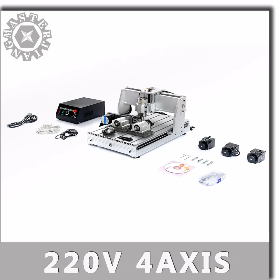 XYZA 4 Axises 220V 300W Mach3 Ovládanie 3040T Mini CNC stroj PCB 3040 frézka DIY Wood Router