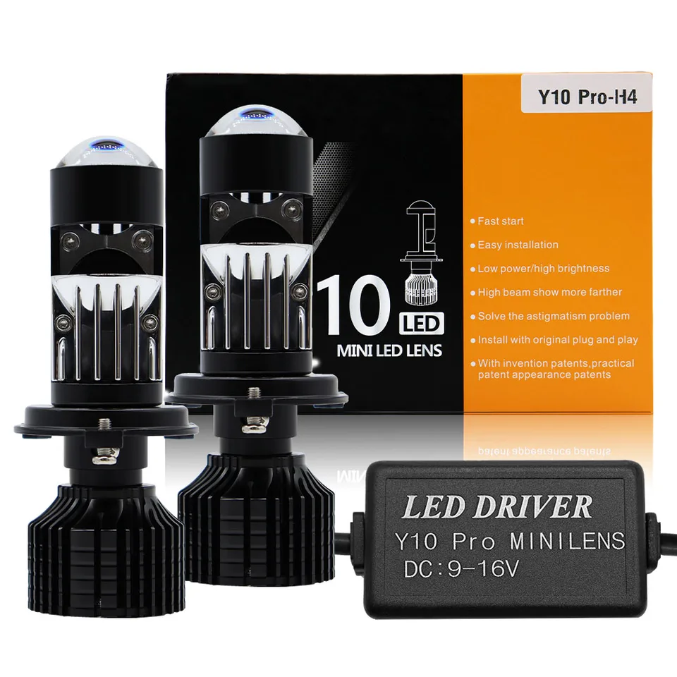 Y10 H4 LED žiarovka Mini projektor automobil Canbus LED objektív H7 Súprava HLABILA SVETLE 6000K 120W HIGH -HIGH svetlometový svetlá Motocykel Motocyklu