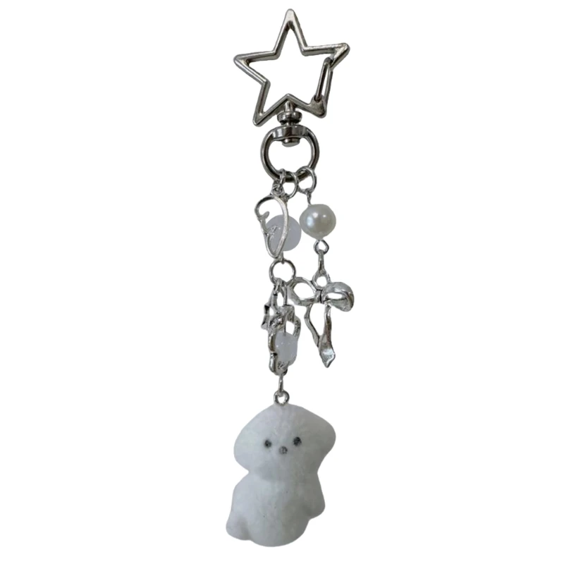 Y1UB Unikátna kľúče s korálkovými detailmi Prenosná zliatina Keyring Dámska taška
