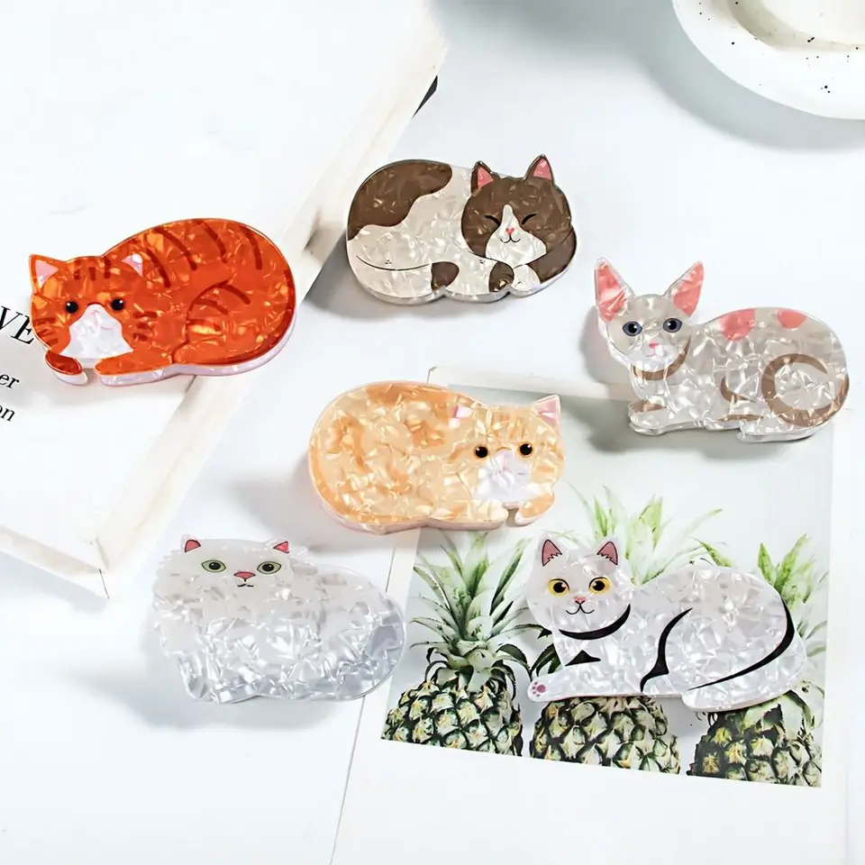 Y2K Animal Cat Hair Claw Createar Cartoon Headdress Hair Clip Acryl Headar Clip
