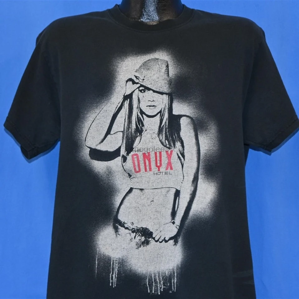 Y2K Britney Spears Onyx Hotel Tour Pop Princess Music 2004 Tričko veľké tričko