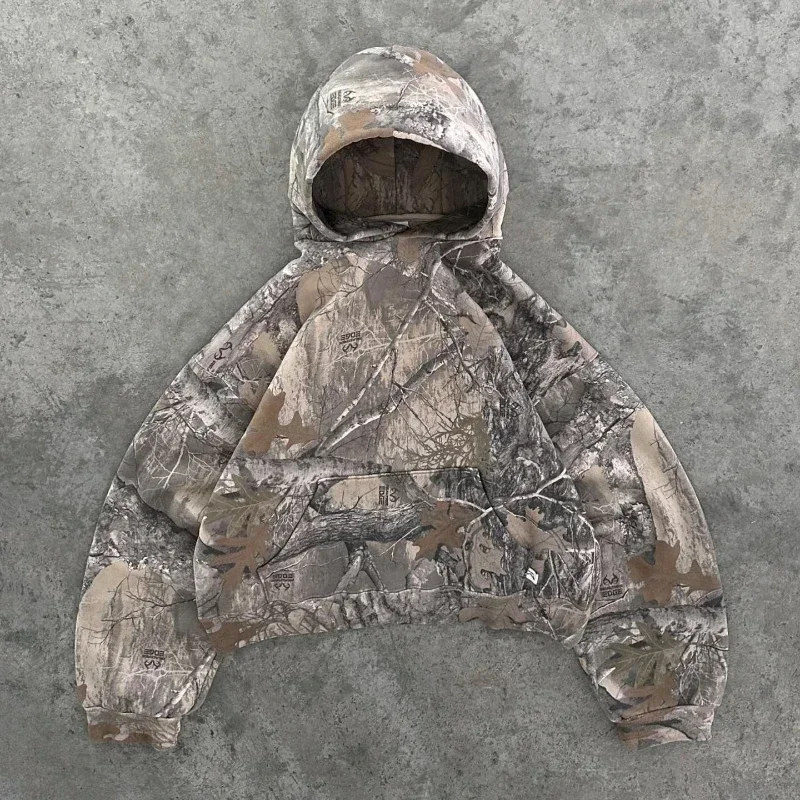 Y2K Camouflage Patroper Pullover Retro mikina American Hiphop High Street Unisex Loose Hoodie Outdoor Camouflage Hoodie Nový model