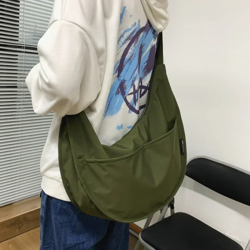 Y2K Crossbody Bags Men Pasová farba veľká kapacita hobos unisex harajuku japonský štýl nylon nepremokavá cestovná ramenná kabelka
