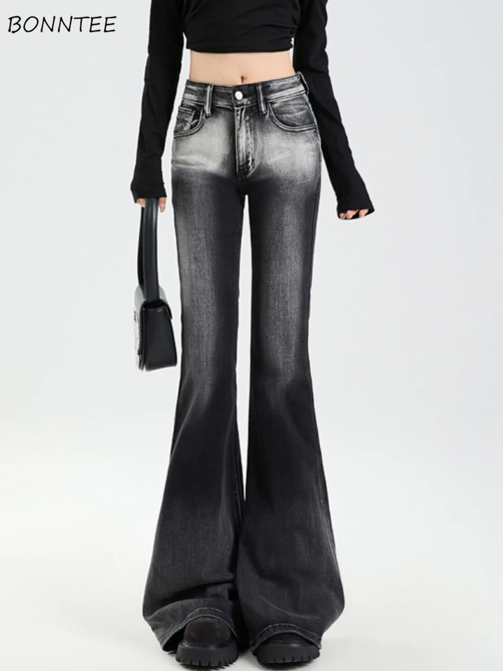 Y2k džínsy Ženy Elegantné streetwear High pás navrhnuté erupčné nohavice jesenné gradient Kórejské módne cowgirl Clothes Daily Ins