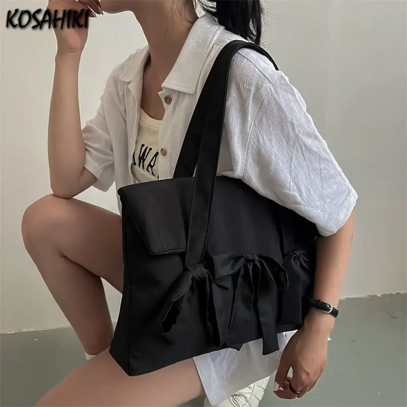 Y2k estetická móda Chic Bow ramenné kabelky Kórejské trendy všetky zápasy podpazušia Simple Dámske vrecká na notebook Streetwear Príležitostné