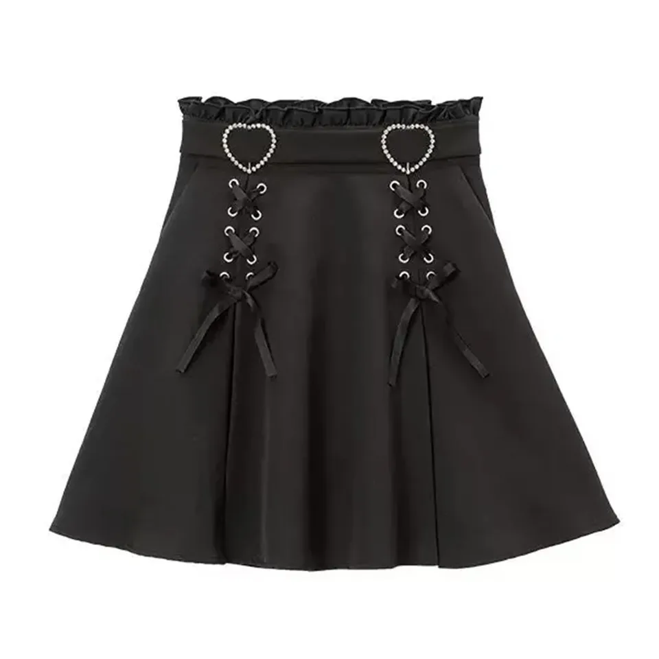 Y2k estetický harajuku v štýle sladké dievča s vysokým pásom mini luk sukne Slim Women Slid Streetwear Gothic 2024 JK Saia sukňa