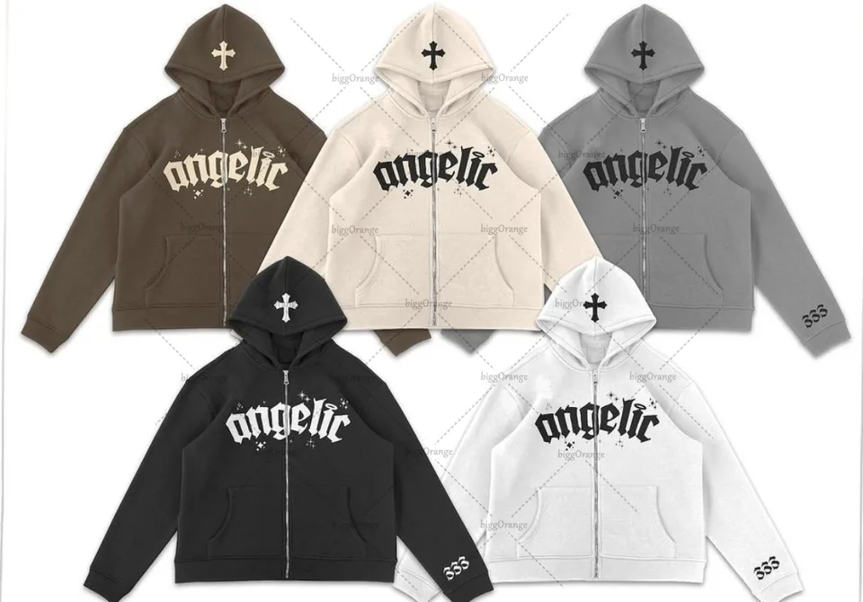 Y2K Harajuku Punk Gothic Cross Zipper Hoodie High Street Retro Príležitostná nadmerná mikina mikiny Hip-Hop Trendy Streetwear Bunda