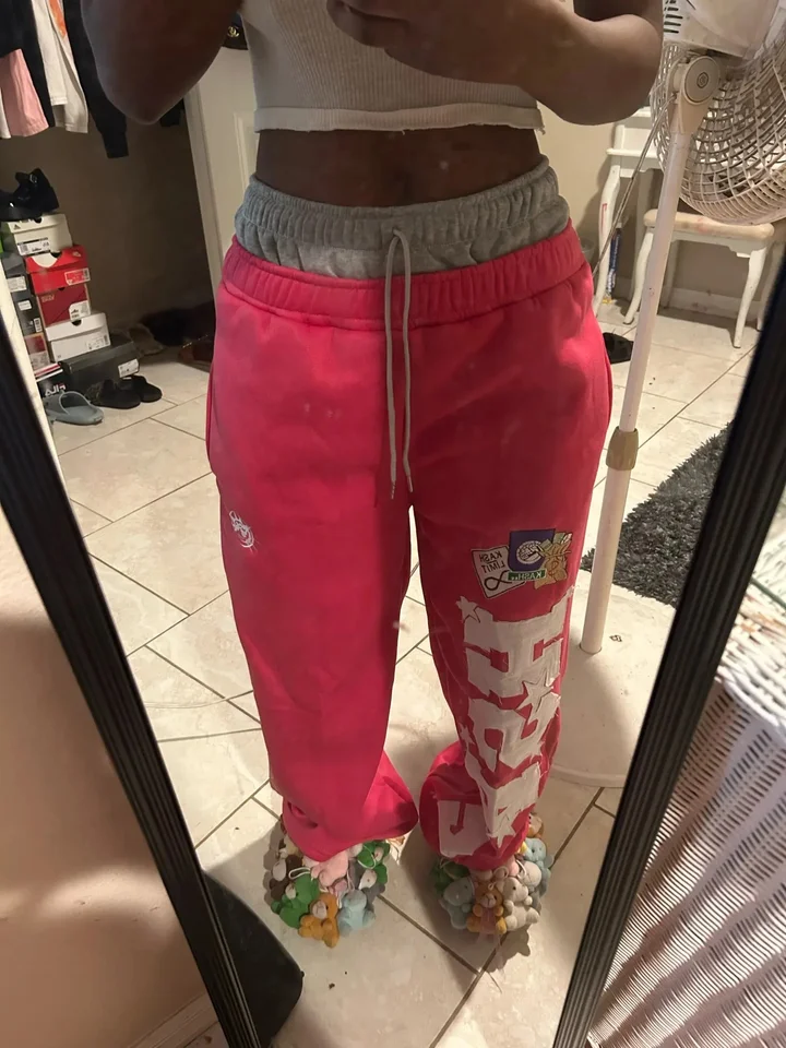 Y2K Hip Hop American Sterpants Pants Men Gothic Letter Patch retro dvojvrstvový dizajn Baggy Elastický pás jogging ležérne nohavice