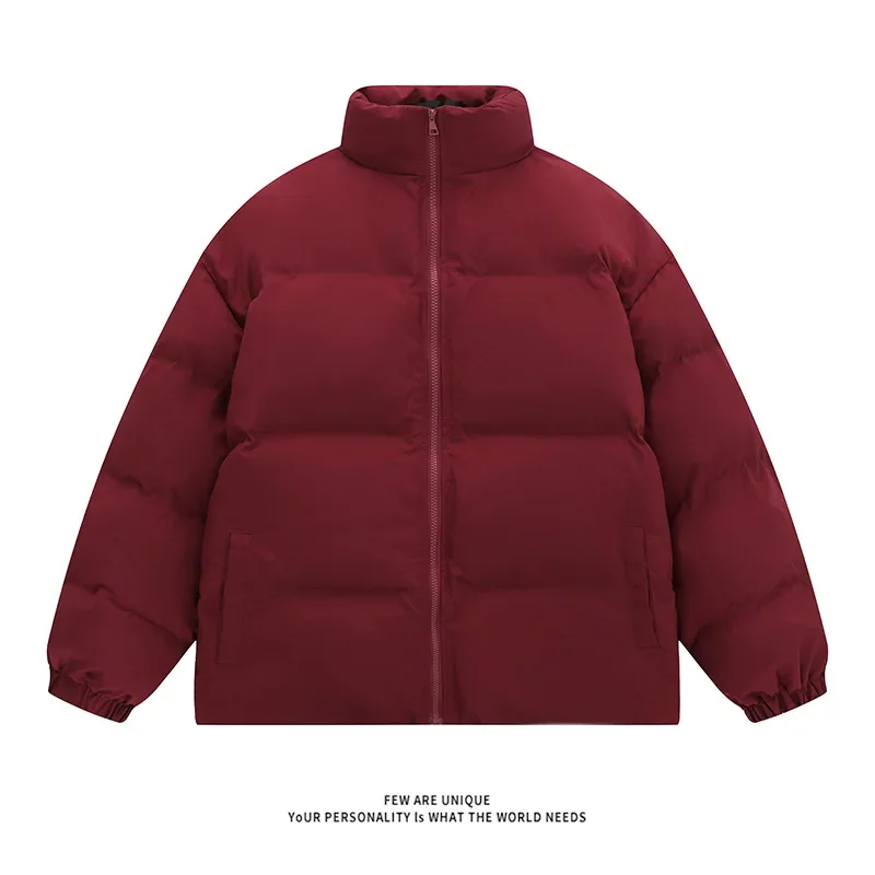 Y2K Men Warm Parkas Zimný kabát masívna farba bavlnená nadmerne veľtrhové zimné bundy Windbreaker Polded Coat Woman Parkas