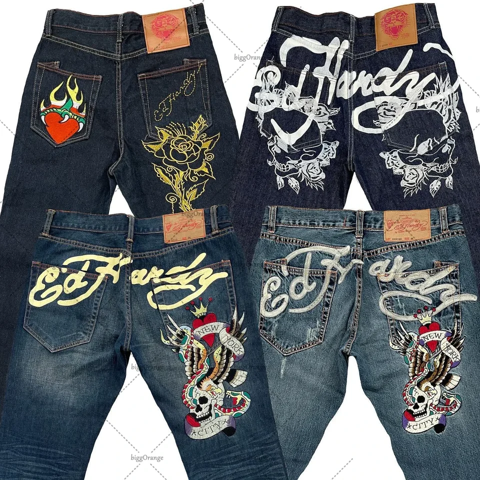 Y2K nové americké džínsy Vintage Letter tlačené džínsy Pánske dámske High Street Hip Hop Hop Harajuku Punk High Waist Wide Leg Pants