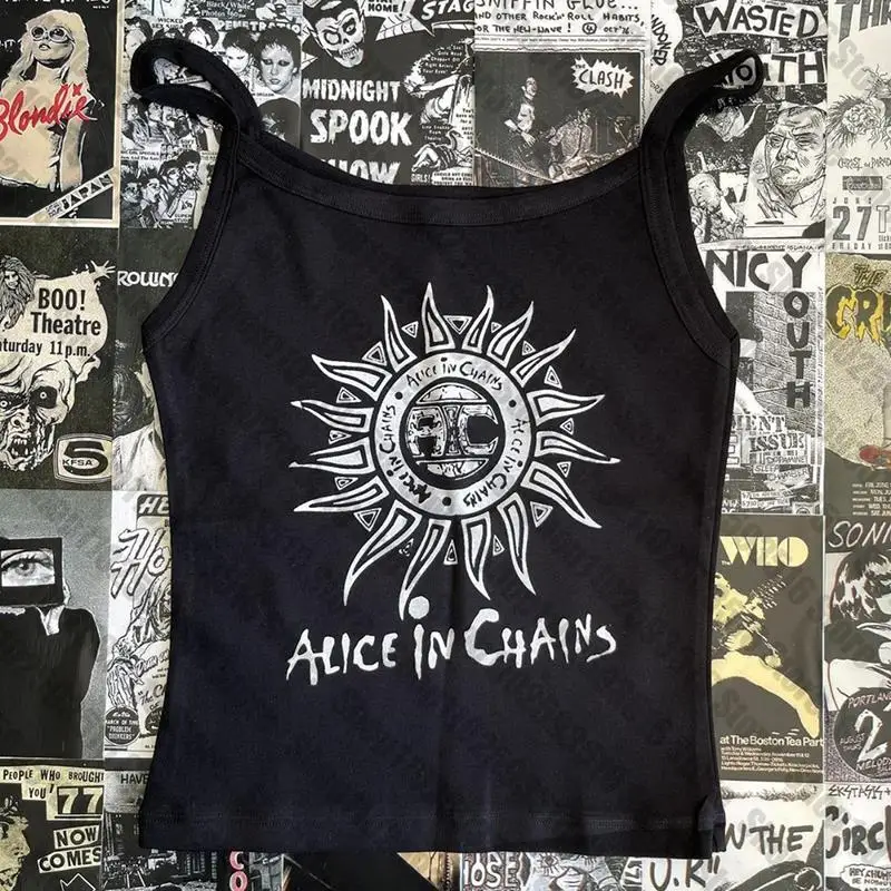 Y2K oblečenie Sun Graphics 90s Emo Punk figure Grafika Camisole Top grunge plodina Top vinobranie gotické ženy korzetový tank Top detské tričko