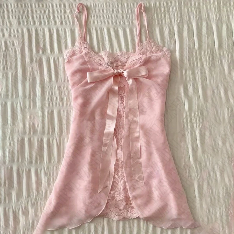Y2K Summer Nové pevné popruhy topy kawaii čipk
