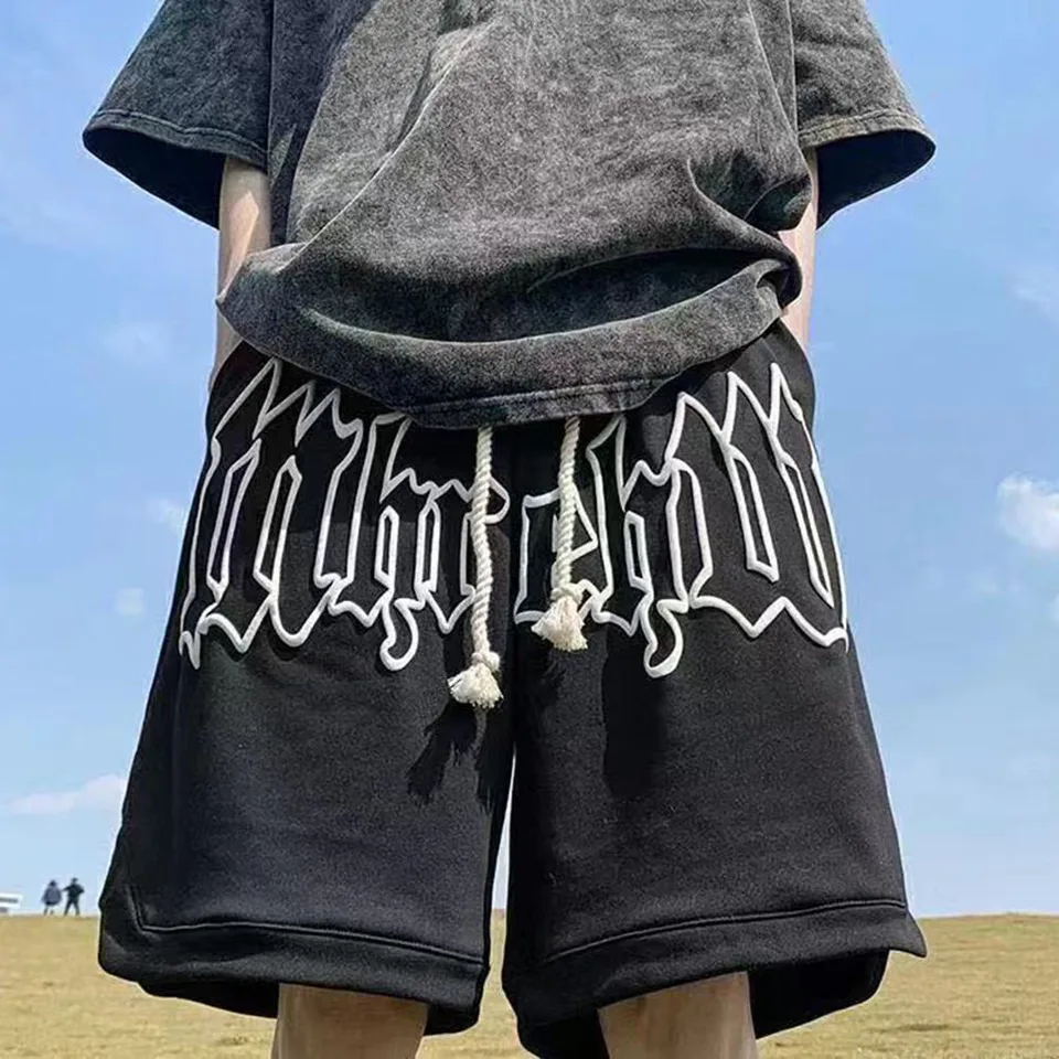 Y2K Top 2023 Fall Men's Men's and Women's Shorts Foam Letter Tlač voľného príležitostného pásu Vysoký pás Sbyt