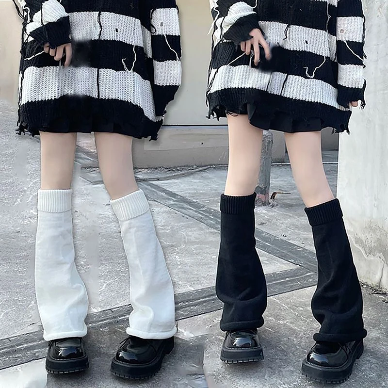Y2K Zimné ohrievače nôh Fluffy Goth Doplnky gotické lolita pletené dlhé ponožky Dámske nohy ohrievače lady ponožka gotický štýlový legging