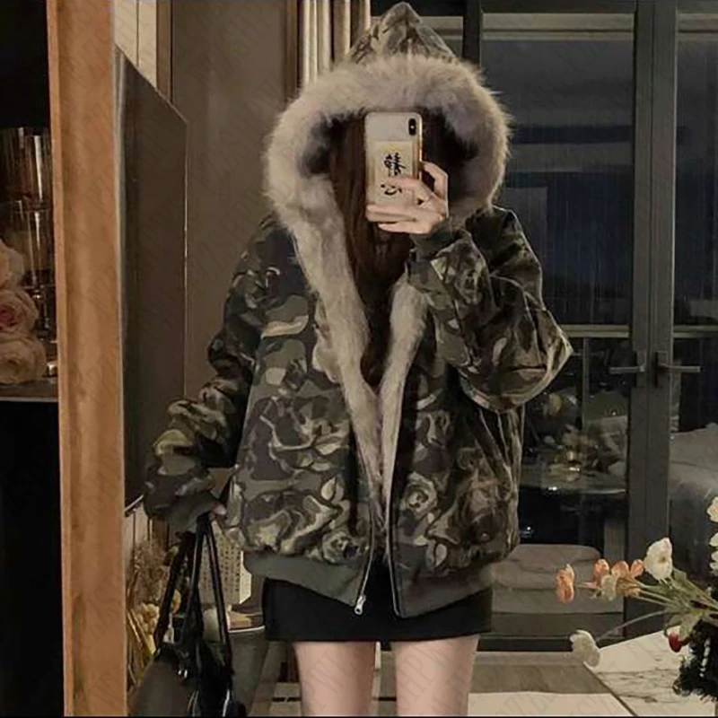 Y2K Zip Up Hoodie Nadmerná dámska kabát Cast Camo Jacket estetics Streetwear Hip Hop Grunge Grunge Goth Zipper oblečenie módne punk punk