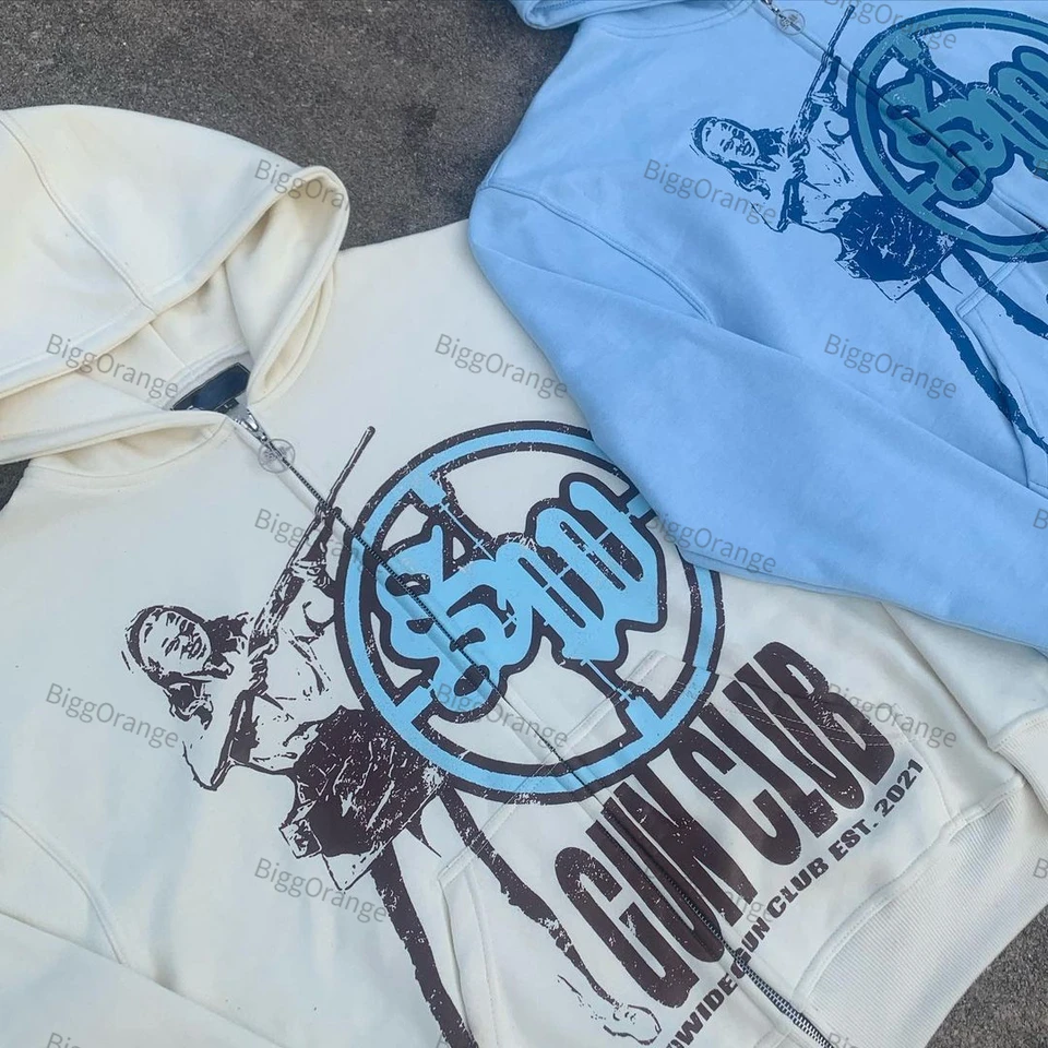 Y2K Zipper Hoodie Harajuku Gothic Anime Tlač nadmernej mikiny mikiny Muži ženy 2023