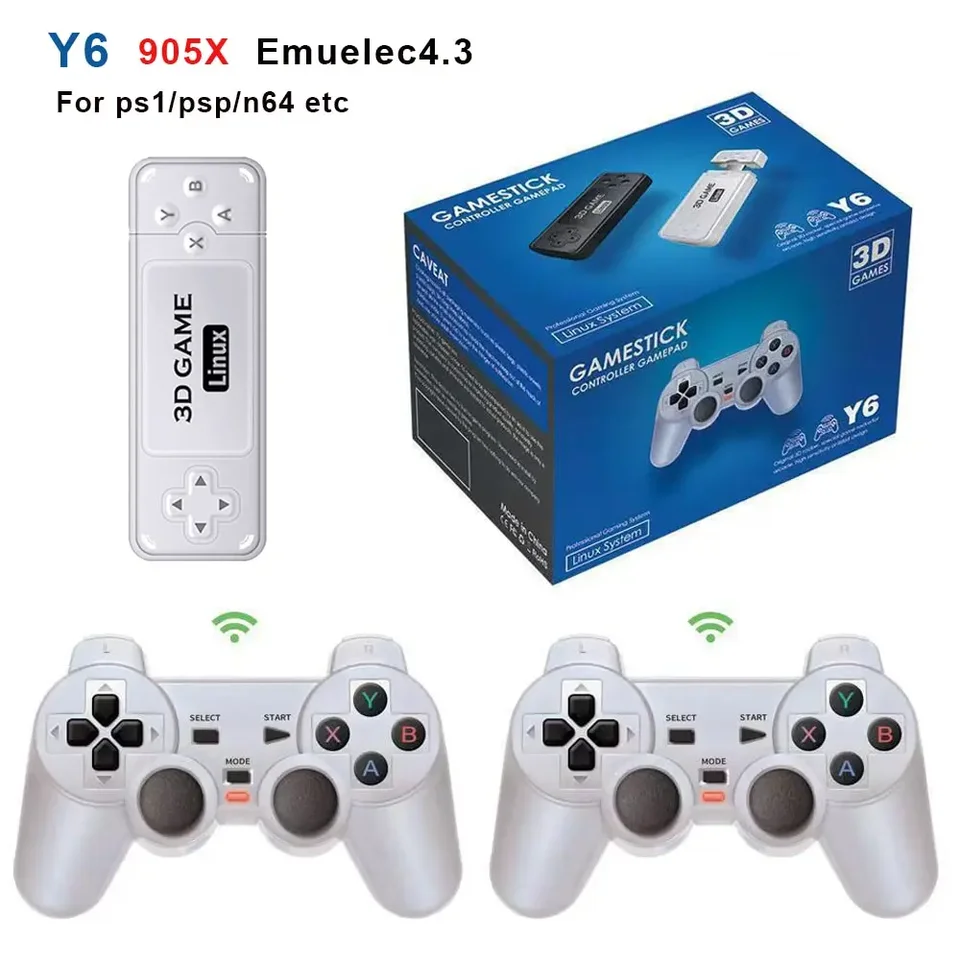 Y6 2.4G Wireless Game TV Video Game Stick Retro PS1 Family 4K HD Prenosná videohra Console Support Multiplayer 10000 Games