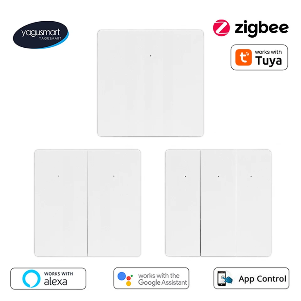 YAGUSMART ZIGBEE SMART SWINT SWILT SWILT EU EU Žiadna neutrálna práca s aplikáciou Tuya Alexa Google Home Smartthings Smart Switch