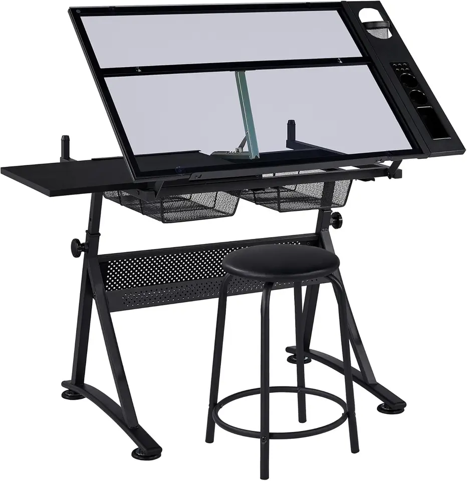 YAHEETECH DRAFTING TABLE W/STOLE VÝSLEDKA Nastaviteľná multifunkčná umelecká remeselná umelec