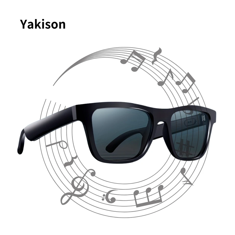 Yakison Cycling Bluetooth inteligentné okuliare Slnečné okuliare Zavolajte Fotografie Outdoor Športové slúchadlá Čierna technológia proti dotyku UV