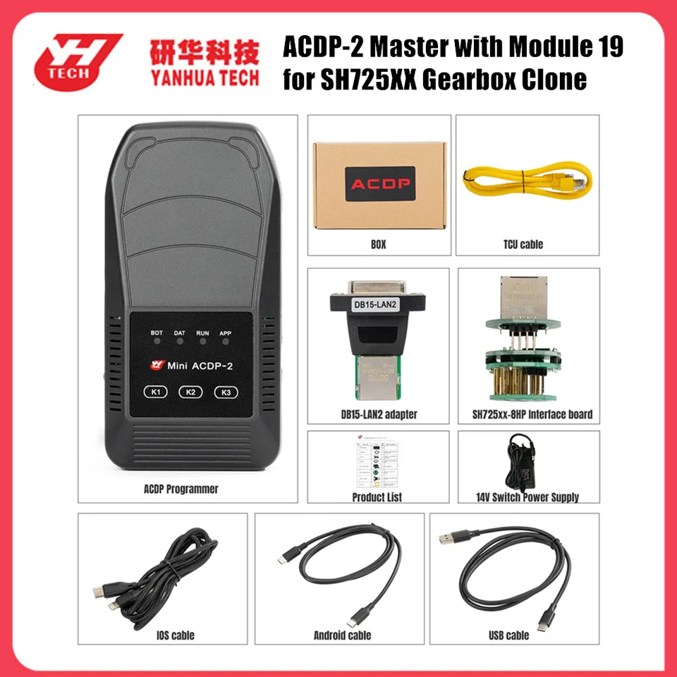 Yanhua ACDP-2 Master s modulom 19 SH725XX prevodovky Clone Support ZF 8HP TCU Clone and Resresh