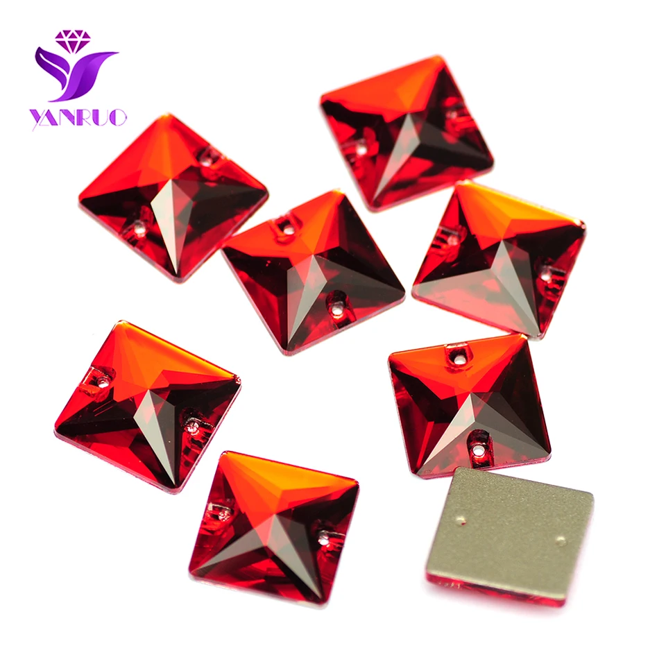 Yanruo 3240 Square Light Siam Siam Siam Siam Red Red Rinestone Ribbon Crystals pre vyšívanie remeselných dekorácií topánky