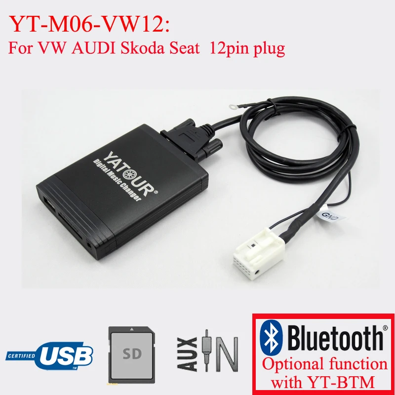 Yatour Car Radio USB SD Bluetooth mp3 emulátor pre skod Super B Octavia 12pin