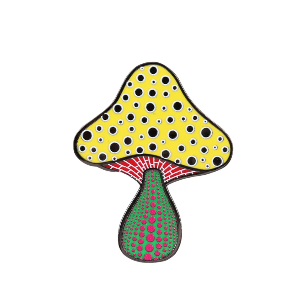 Yayoi Kusama Huby kloš PIN Psychedelic Magic Mushroom odznak módne šperky