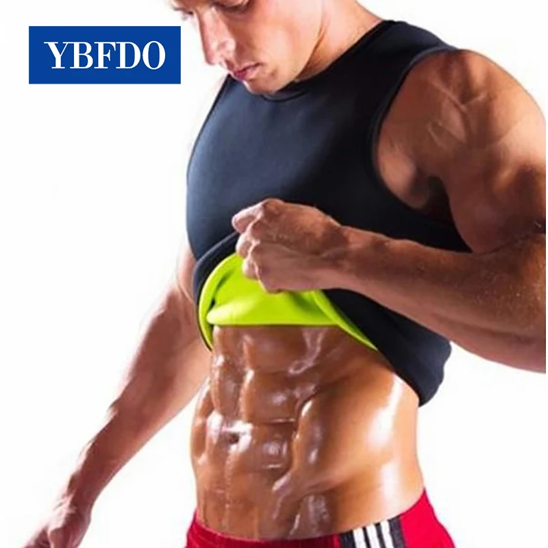 Ybfdo muži Znižovanie shaper oblečenia neoprénové potenie vesty Body pás tela Budova Budovanie bruško tuky Tatp Tank Top