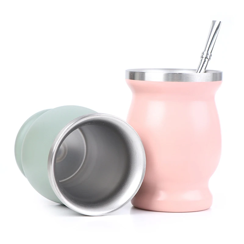 Yerba Mate Cup 304 z nehrdzavejúcej ocele 8oz argentína Yerba Mate Gourd s bombilami