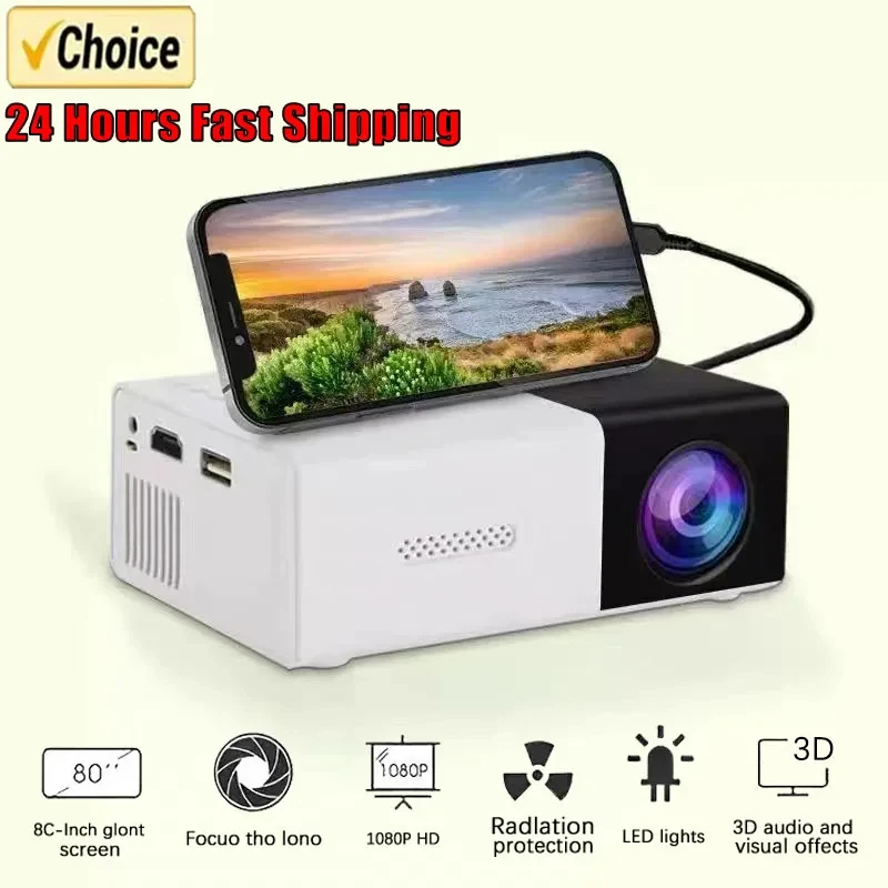 YG300 Mini projektor Prenosné domáce kino Smart TV Laser Beamer 3D Cinema LED videokamertor pre 4K 1080p film cez HD Port