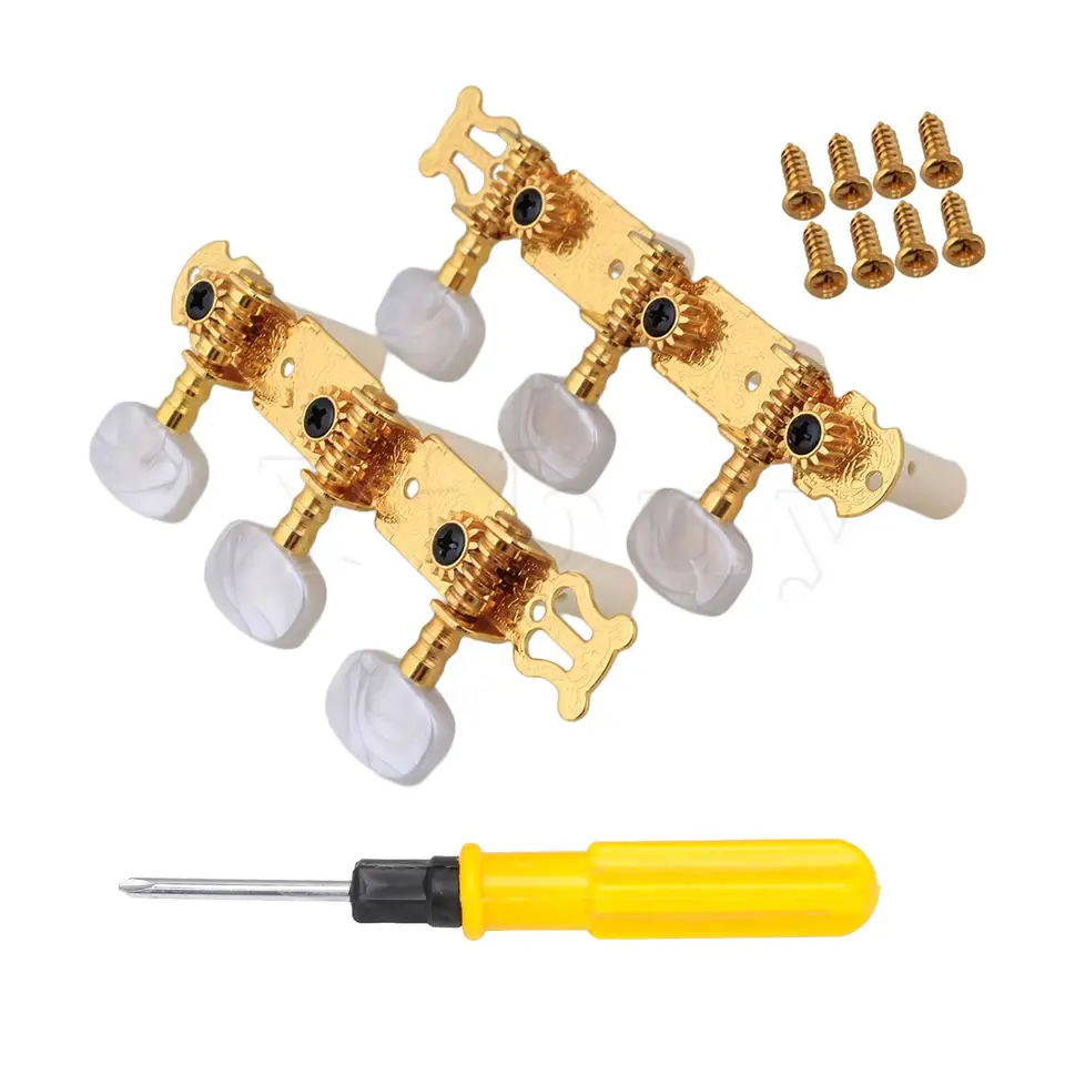 Yibuy 3 PCS Klasické gitary ladenia kolíkov 1 L 1 R Zlatá s skrutkovačom