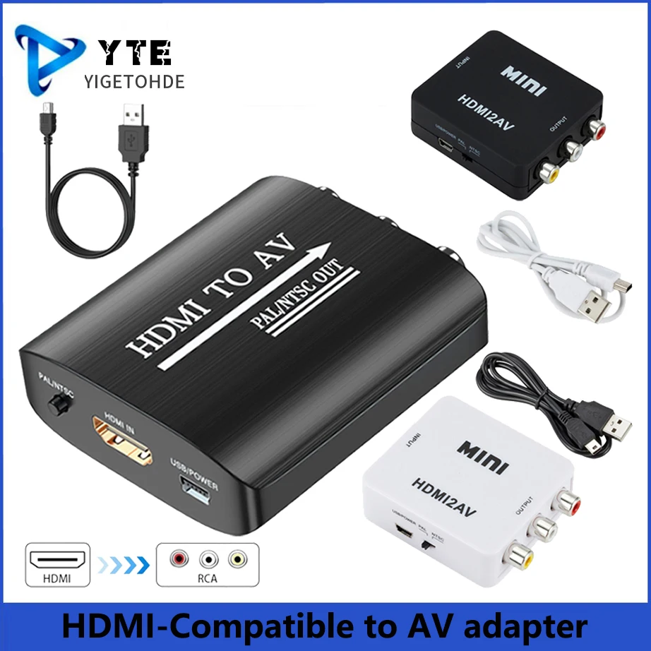 Yigetohde HDMI to RCA Converter podporuje PAL/NTSC vhodný pre Apple TV Roku Fire Stick Blu -y DVD Player Old TV projektor atď.