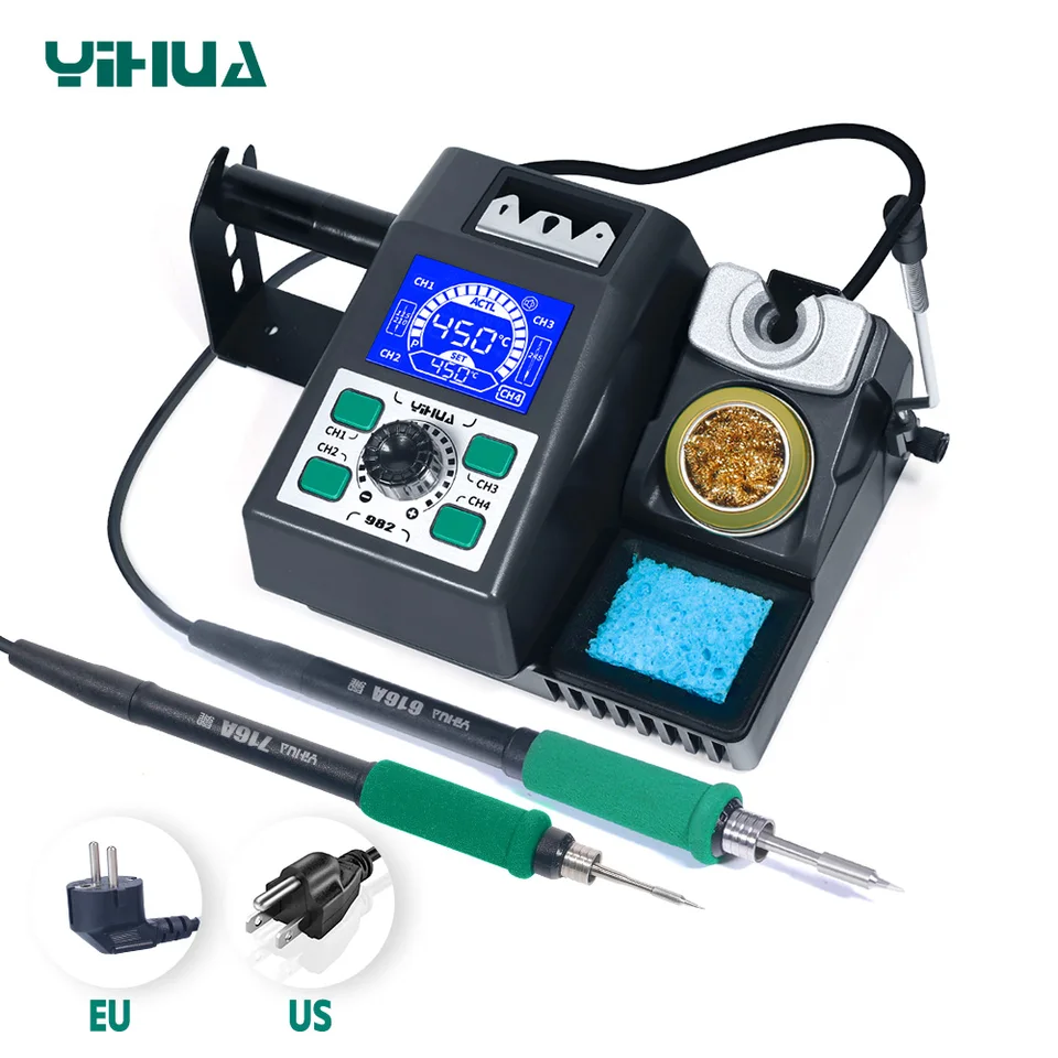 Yihua 982 Double Solder Rukoväť železa C245 C210 Elektronické zváracie stanica Splátka vykurovanie železa železa Staion