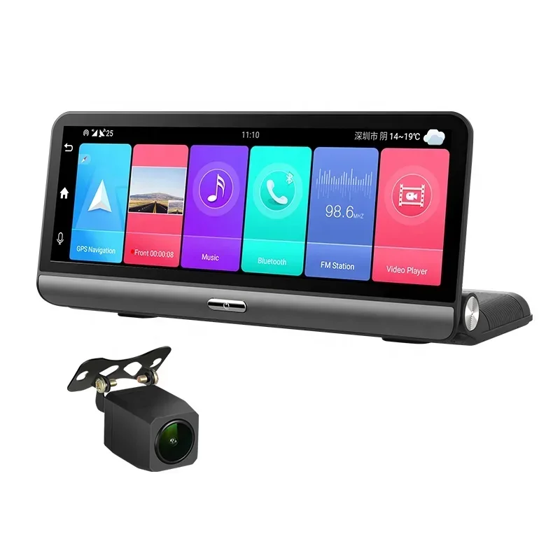 Yikoo Full HD 8 -palcový dotykový automobil fotoaparát WiFi 4G navigácia DVR DVR DVR Dual Dash Camera Android 8.1 DVR Recorder