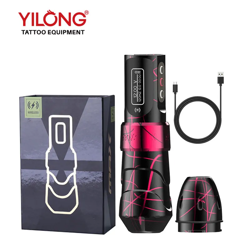 Yilong Fluk Max Professional Tattoo Stroj 2400 mAh lítium batérie bezdrôtového tetovacieho pero pre tetovací umelci