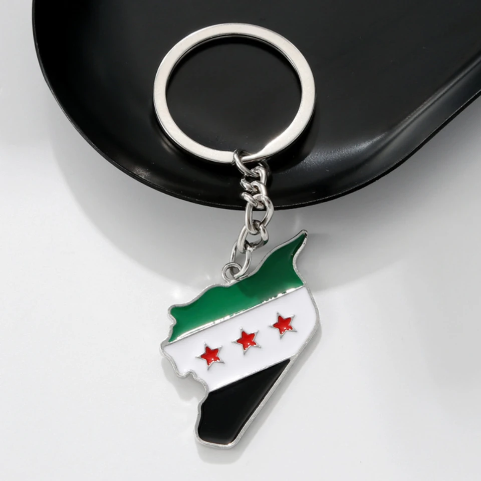 Yiluocd z nehrdzavejúcej ocele Sýria Vlajka MAP prívesok Keychain Fashion Sýrčania mapa kľúče pre ženy pre ženy reťazové šperky darček