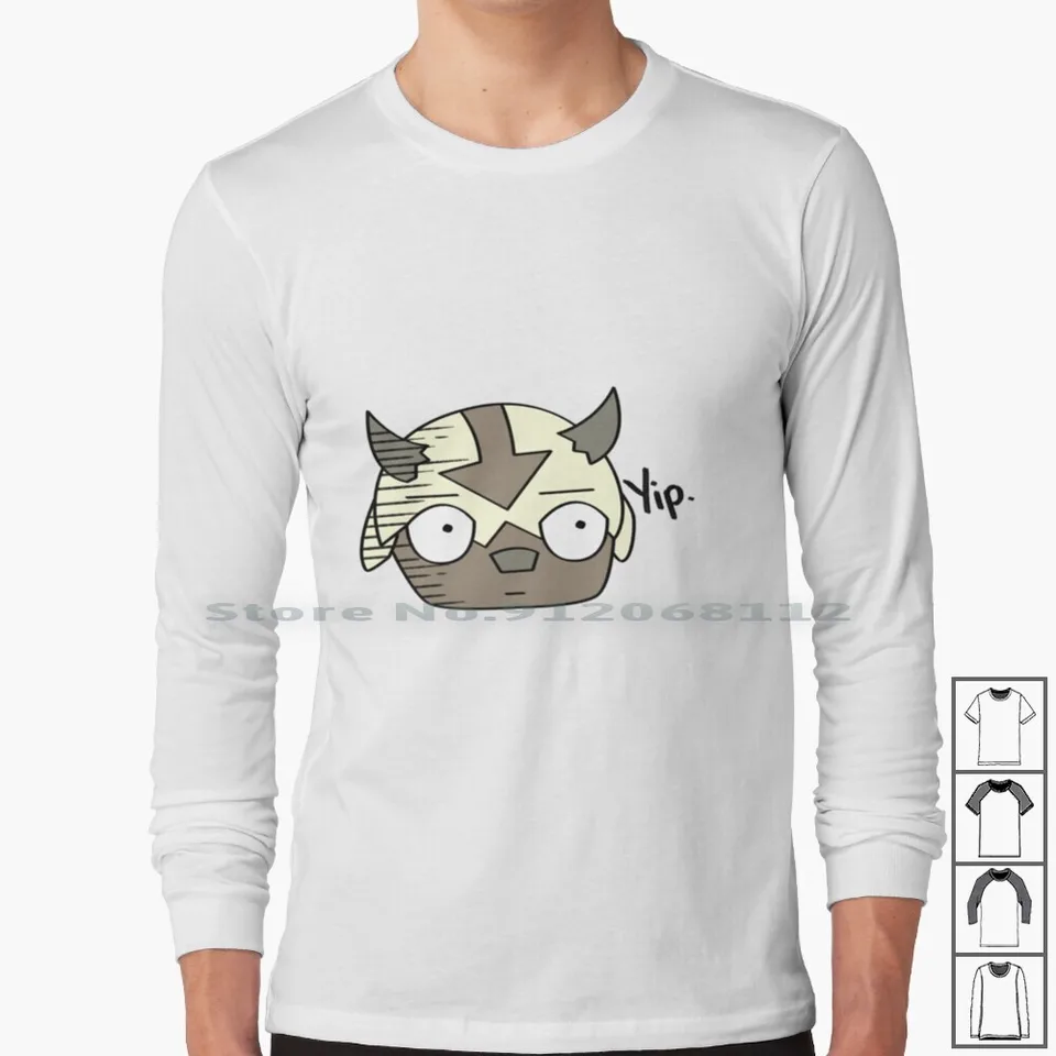 Yip. 100% bavlnená s dlhým rukávom tričko Yip Appa Korra Aang Cartoon Animation Opm One Punch Man Saitama TEE Krátky rukáv dlhý