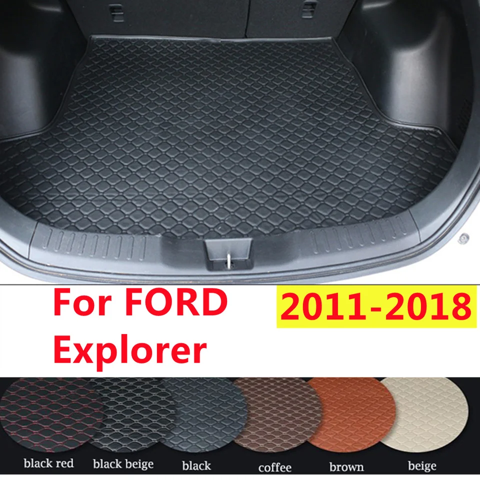 YJ Automatické príslušenstvo Car Trunk Mat na mieru vhodné pre Ford Explorer 2018-2011 Vodotesný zadný kryt vložky koberec celé počasie