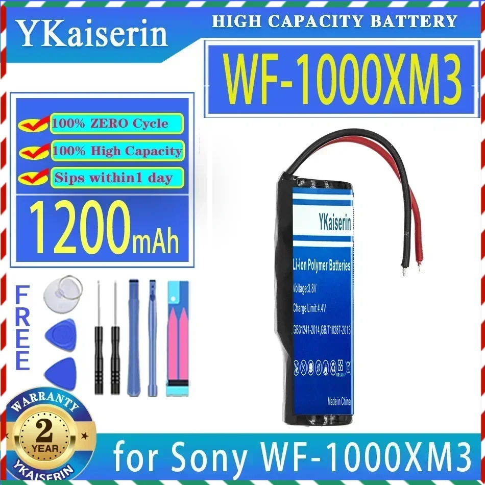 YKAISERIN 1200MAH Výmena batérie WF1000XM3 (14430 2LINE) pre Sony WF-1000XM3 nabíjacie digitálne batérie na nabíjanie