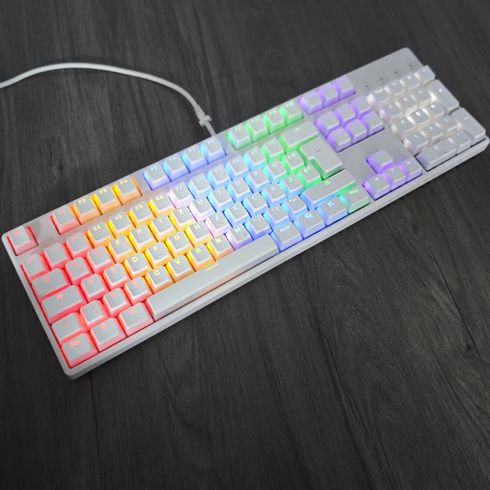 Ymdk biely čierny puding nemecký ISO Qwertz Double Shot PBT lesk cez profil OEM pre MX spínačov mechanická klávesnica