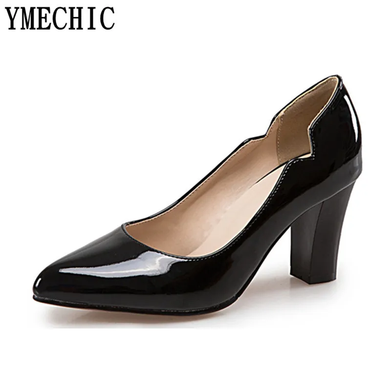 YMechic 2024 Jarné letné večierky Kancelária Office Lady High podpätky Čierne červené špicaté špicaté dámske topánky plus plus veľkosť 45 44